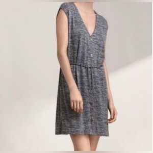 Wilfred Free Charcoal V-Neck Mini Dress XXS missing belt | As Is